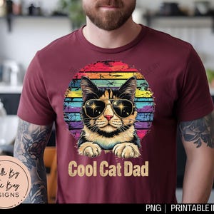 Papa T-Shirts, Vatertag PNG, Vatertag PNG, Coole Katze Papa PNG, Papa PNG, Cooler Papa png, Papa Sublimation, Katze mit Sonnenbrille