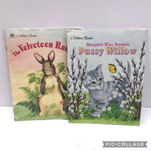 Vintage Little Golden Books Special Edition "Velveteen Rabbit" & "Pussy Willow" Children's Classics Softcover Books Set