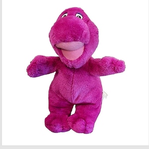 Vintage 1990s &quot;Barney&quot; Purple Dinosaur Stuffed Animal 11&quot; L Plush Toy 90s Cartoons Nostalgic Toy Collectible