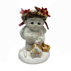 Vintage 1996 Dreamsicles Christmas &quot;Gingerbread House&quot; Figure DX254 Collectible Holiday Cherub Collection