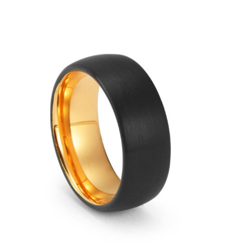 Black Gold Ring Mens Wedding Band Engagement Rings For Men Etsy
