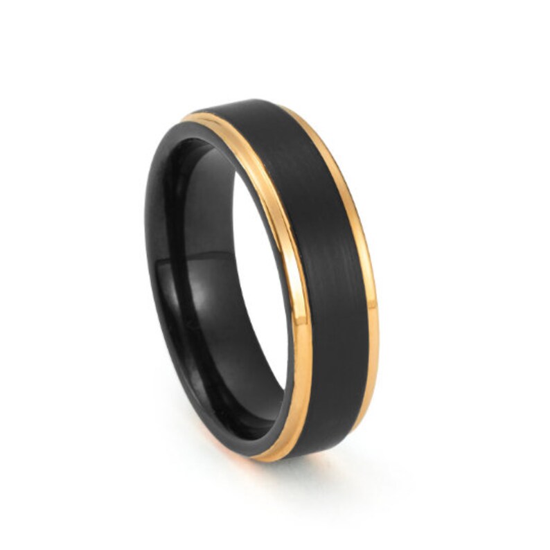 Black Gold Ring Mens Wedding Band Engagement Rings For Men Etsy
