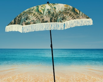 Vintage Feeling Classic Palm Beach Umbrella 100% UV Protection, Lightweight and Fade/Water Resistant.