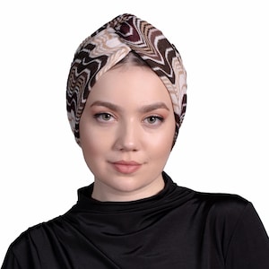 Colorful Abstract Turban, Reversible Head Wrap, Fashion Hijab, Lightweight Turban, Handmade Bonnet,  Chemo Cap, Hijab Shawl, Fashion Bonnet