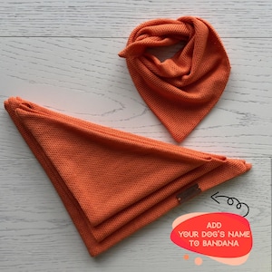 Custom Dog Bandana with Personalized Name Tag, Breathable Cotton Dog Scarf, Orange Pet Bandana for Small to Large Dogs, Puppy Gift Pet Scarf