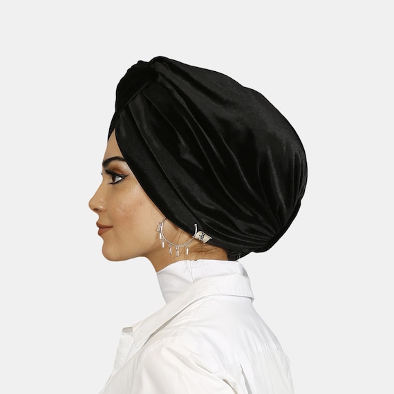 afschaffen Asser In de naam Fluwelen zwarte tulband hoed hijab hoofddoek chemo - Etsy België