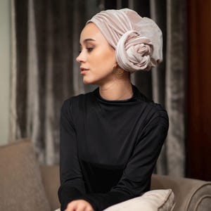 Velvet Turban, Self-Tie Turban, Tie-Back Turban, Fashion Head Piece, Hijab Turban Hat, Handmade Headscarf, Mothers Day Gift, Chemo Turban