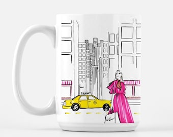 New York Mug/ Cute Mug with New York City Print, Fashion Mug/ NYC Mug Design, Novelty Coffee Cup, Fashionable Gift/ Best Gift for Her