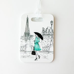 Custom Paris Luggage Tag with Fashion Print, Personalized Luggage Tags for Women, Travel Accessories & Fashionable Travel Gifts for Paris