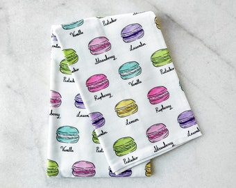 Macaron Tea Towel (Dish Towel), Colorful Macarons Kitchen Towel, Fashionable Gift for Bridal Shower, Housewarming/Hostess Gift for Her