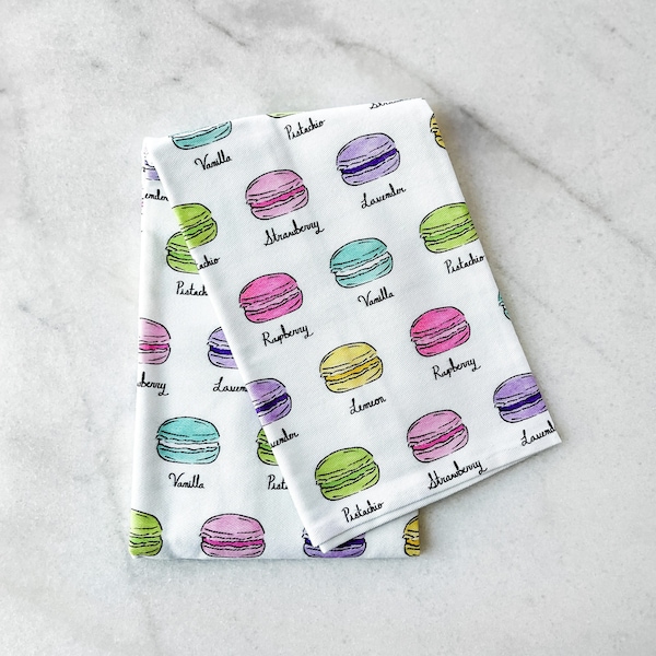 Macaron Tea Towel & Dish Towel, Colorful Kitchen Accessory, Cute Kitchen Towel, Best Gift for Her, Girly Gift, Fashionable Gift