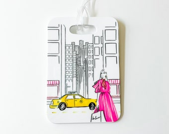 Custom Luggage Tag or Bag Tag with New York City Print, Personalized Luggage Tags for Women, Travel Accessories, Best Travel Gifts for Her