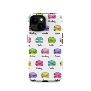 Macaron Phone Case (iPhone 15 Pro Max - iPhone 11), Colorful Phone Case with Girly Print for Macaron Lovers, Fashionable Gifts for Her