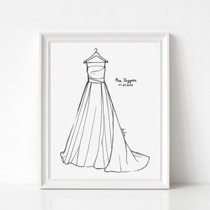 Custom Wedding Dress Illustration Art Commission, Bride Gift from Mom or Groom, Wedding Gift for Bride, 1st Anniversary Gift for Her image 10