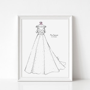 Custom Wedding Dress Illustration Art Commission, Bride Gift from Mom or Groom, Wedding Gift for Bride, 1st Anniversary Gift for Her image 7