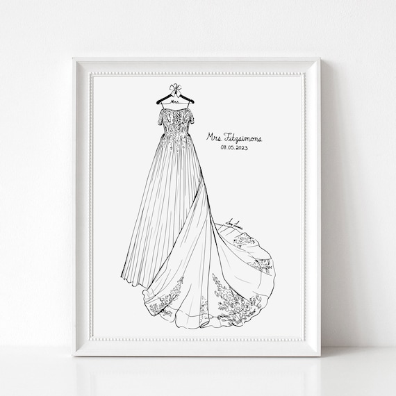 Custom Wedding Dress Drawing From Photo: Wedding Dress on Hanger Art  Commission for Bride, Digital Download Print, Bridal Illustration Gift -  Etsy
