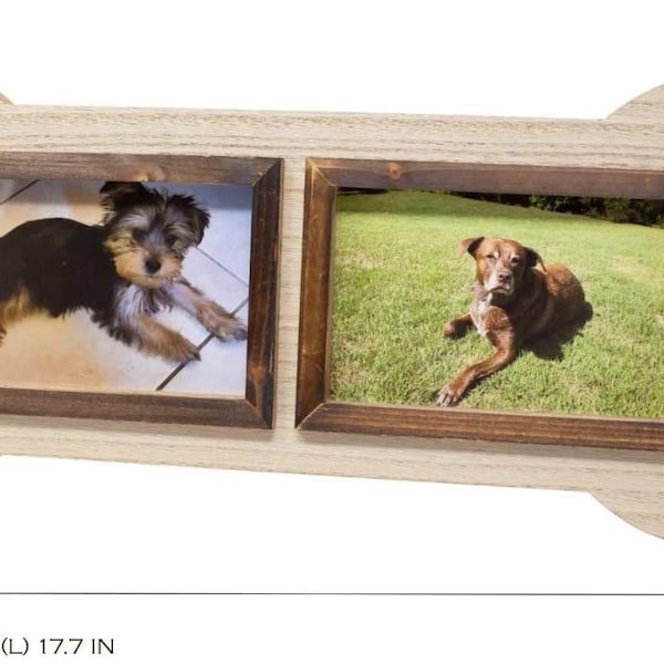 Dog Picture Frame Unique Collage, 4x6, Two Photo, Picture Frame in The Shape of a Dog Bone. Makes a Great Gift for Anyone That has Dogs