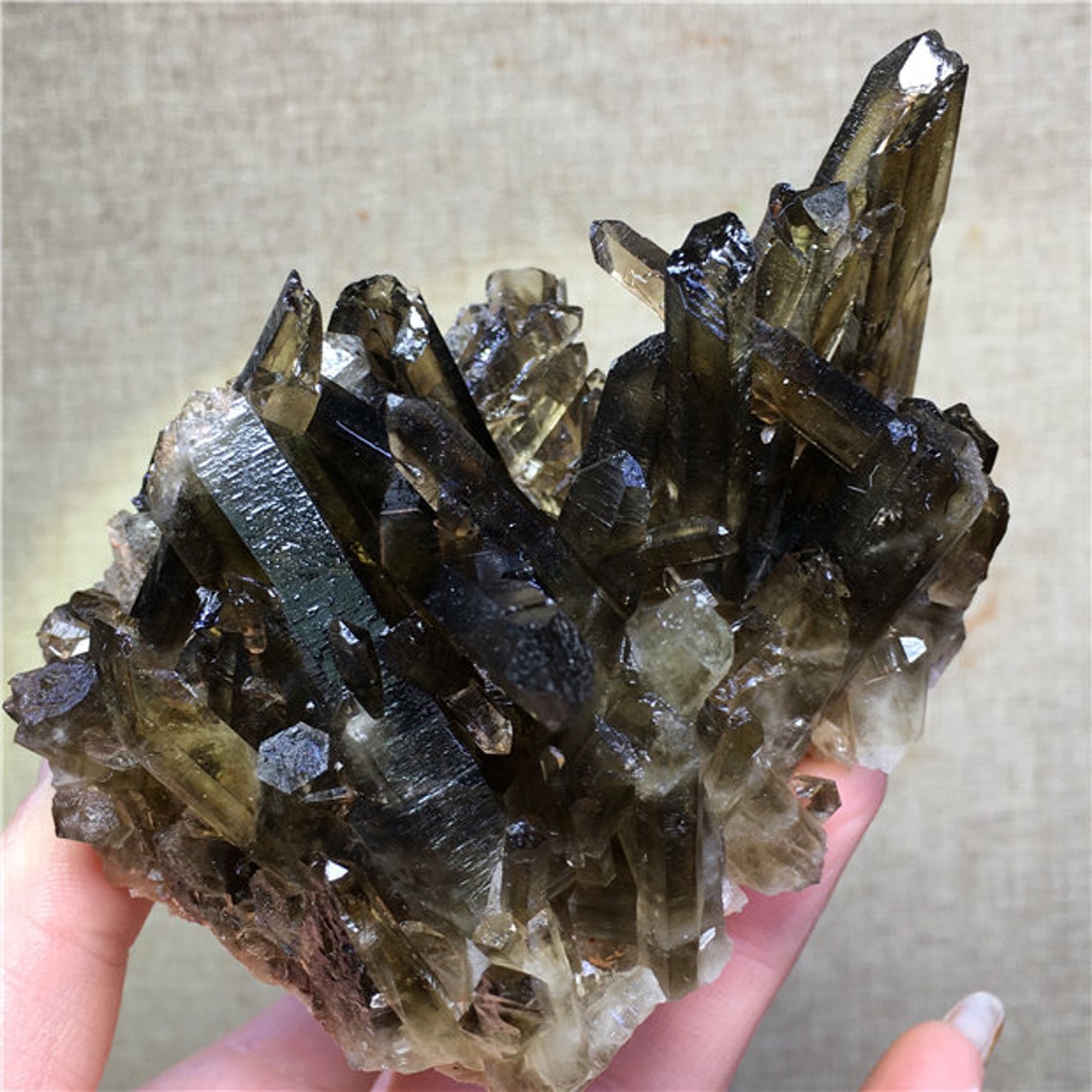 Natural Beautiful Black Quartz Crystal Cluster Mineral Etsy