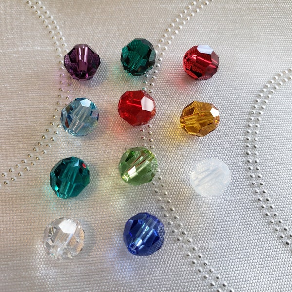 SWAROVSKI Crystal Round Faceted Beads, #5000, 8 mm, Assorted colors-lot of 4 pieces. Birthstone-Jewelry making-DIY-Destash