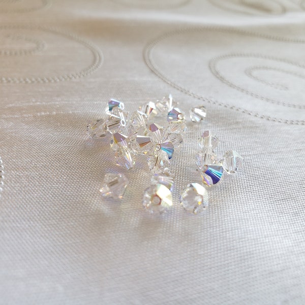 SWAROVSKI Crystal Bicone Beads, #5328, available in 3 mm, 4 mm or 5 mm -Crystal AB color, lot of 50 pieces -Jewelry making-DIY-Destash