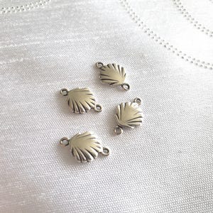 Sterling Silver Component. Shell link. Silver Shell Connector or Findings. Charm. 14 x 10 mm. Destash. Jewelry Making. Lot of 2 pieces.