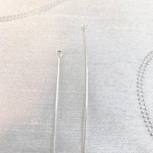 Open eye pins. Sterling silver. Eye pins, 24 gauge, 1.5&quot; and 2&quot;. Jewelry making component. DIY. Beading.  Silver eye pins. Lot of 10 pieces.
