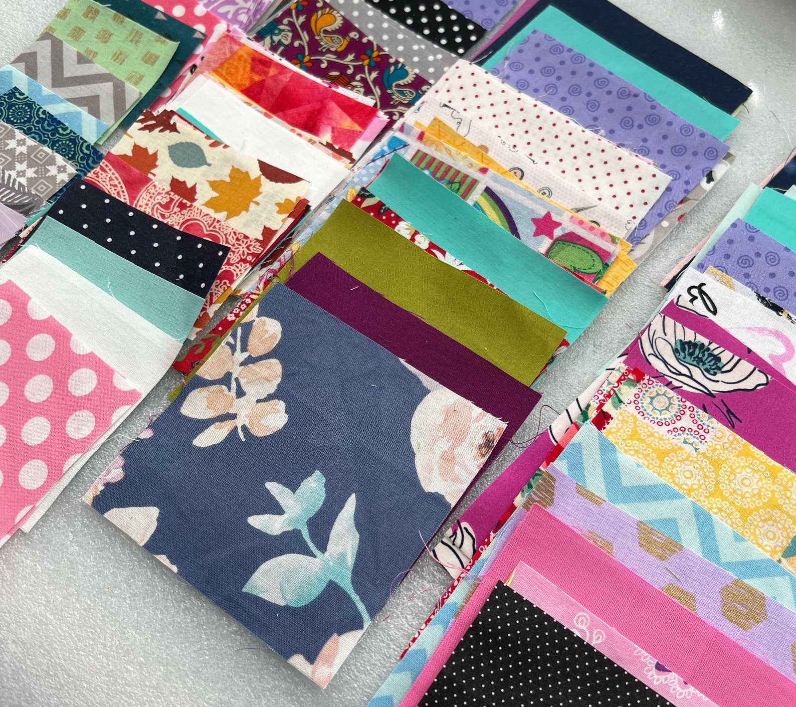 50 Count Precut Fabric Squares 2.5, 3.5, 4.5, 5.5 Various Color