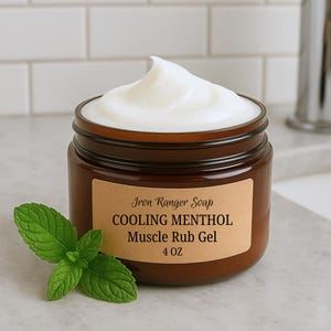 Menthol Cooling Muscle Rub, Cooling Massage Gel, Muscle Salve, Muscle Rub Gel, Essential Oil Balm, Muscle Balm, Spearmint, Peppermint