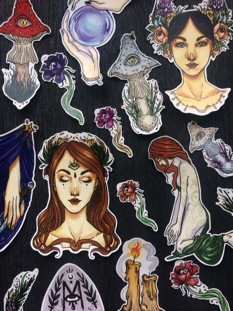 16 pcs Witchy Stickers Forest Sticker pack Set stickers Magic | Etsy