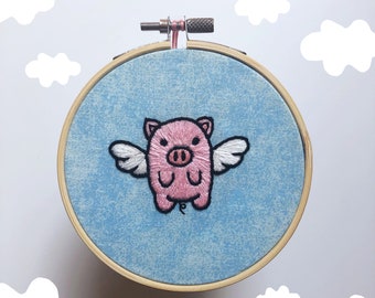 When Pigs Fly Embroidery Hoop - 4 in