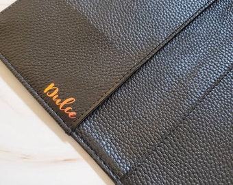 Black Vegan Leather Hobonichi Weeks Wallet Cover - Monogrammed Custom Planner 2023 Journal Binder