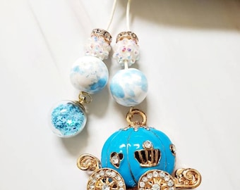 Blue pumpkin princess carriage charms- Planner Accessories - Page Marker - Planner Charms - Bookmarks - Hobonichi