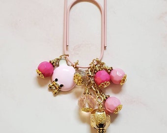 Cute Kawaii Pink Teddy Bear Charm - Planner bookmark, Charm