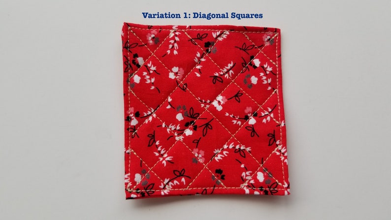 100/% Cotton Quilted Fabric Coaster Red Floral sold individually