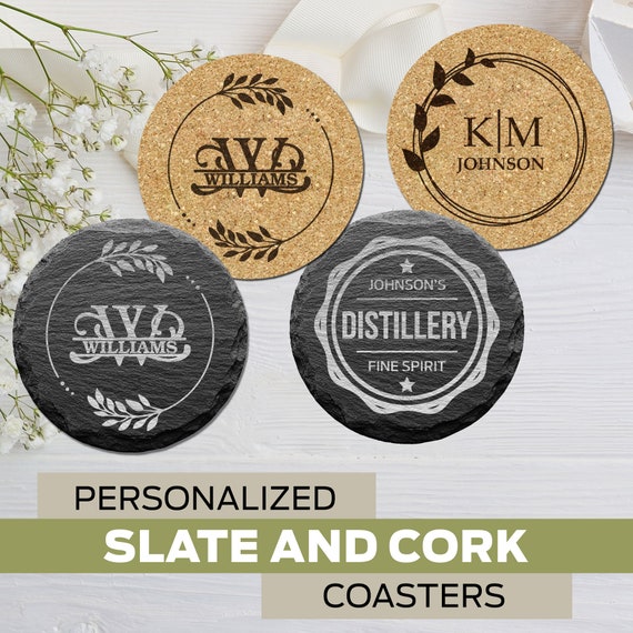 Circular Cork Coaster with Laser Engraved Logo