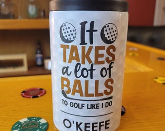 Personalized Golf Can Cooler: Stainless Steel 3-in-1 Tumbler