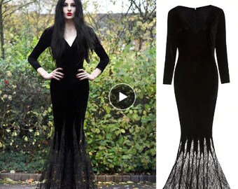morticia addams prom dress
