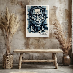 Geometry of Sorrow Art Print Abstract Cubist Style Emotional Portrait