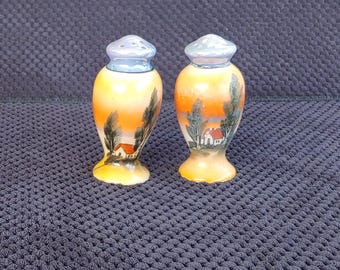 Vintage, Lusterware, Salz und Pfefferstreuer, Japan, Retro S & P, handbemalt, c1930er Jahre, MCM
