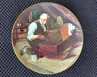 Norman Rockwell, Regalo del abuelo, Edwin M. Knowles China, c1987 Plato de recuerdo, Plato coleccionable