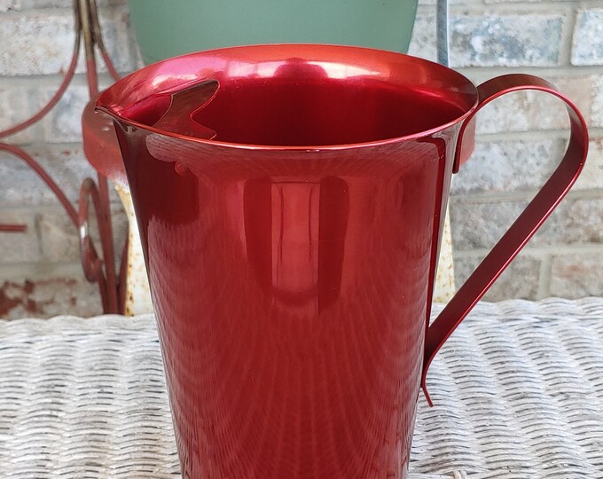 Vintage Aluminum Red Color Craft Pitcher - Etsy