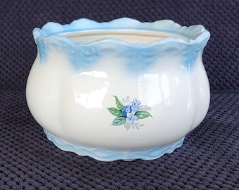 ヴィンテージの小さな陶器製花鉢、白と青い花 - Etsy 日本