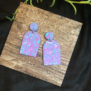 Blue & Purple Collection/geometric Clay earrings/Arch Handmade Earrings