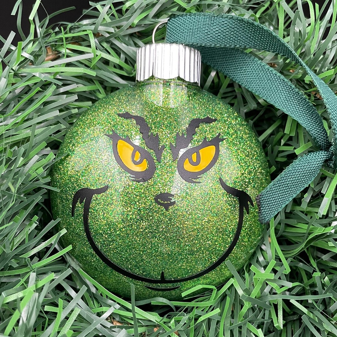 Glitter Grinch Ornament | Glitter Ornament - Etsy