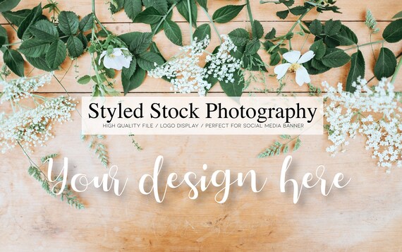 Logo Display Facebook Banner Wood Background Instagram Etsy