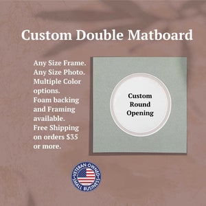 Square Mat | Round Opening | Double Mat | Custom Size Matting for Frame | Round Matboard | Square Matboard | Mat for Frame