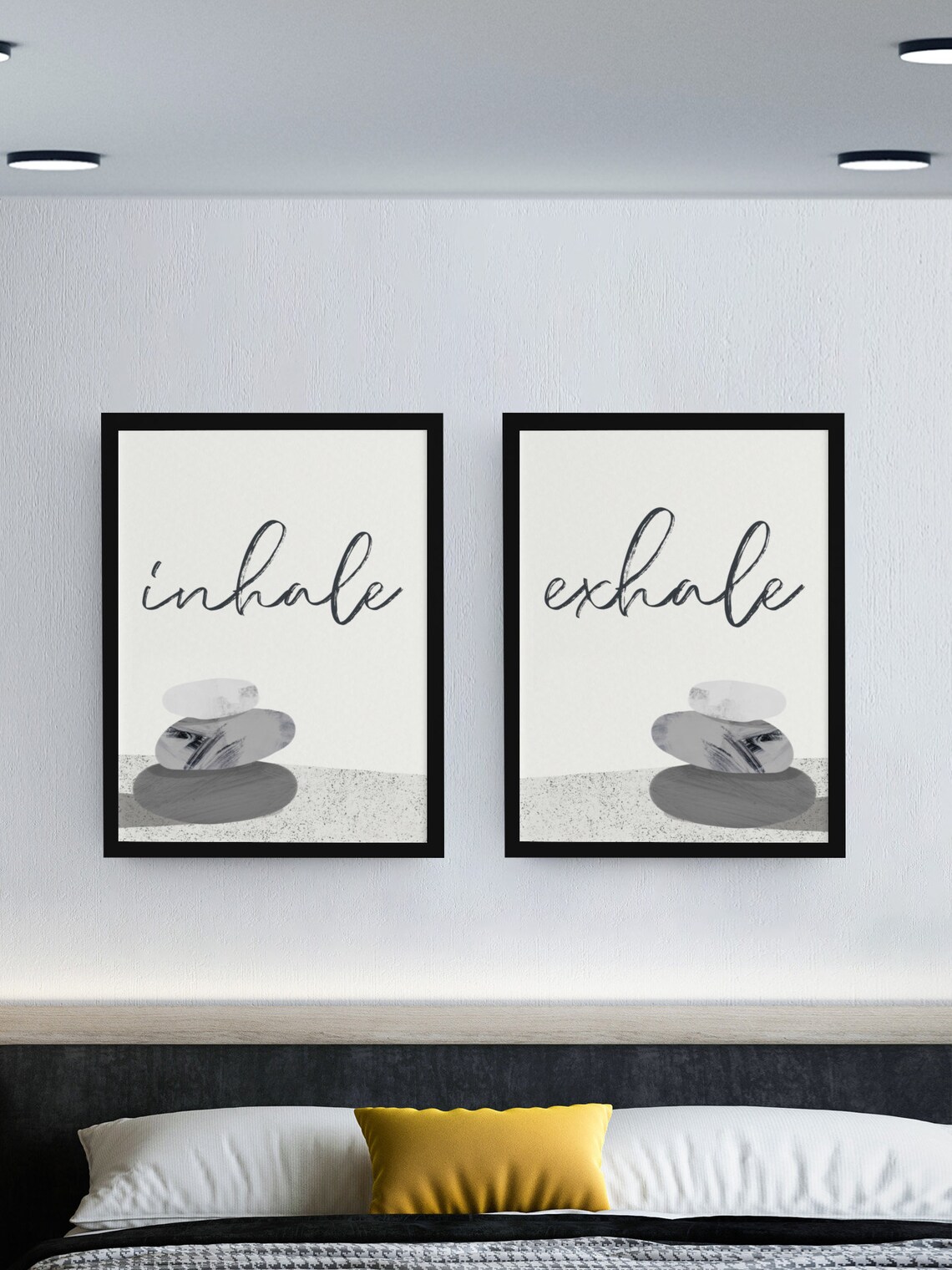 2 Piece Wall Art Inhale Exhale Print Framed Canvas Print Etsy