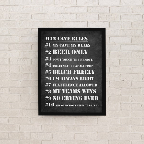 Man Cave Rules | Man Cave Wall Art | Beer Sign | Father's Day Gift | Man Cave Gift | Canvas Wall Print | Beer Wall Print | Man Cave