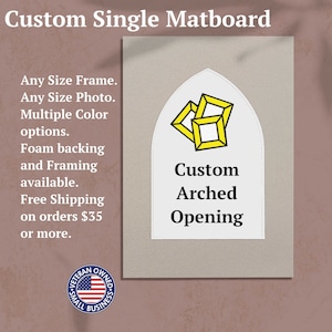 Single Mat | Gothic Arch Opening | Custom Size Matting for Frame | Mat for Frame | Frame Mat-board