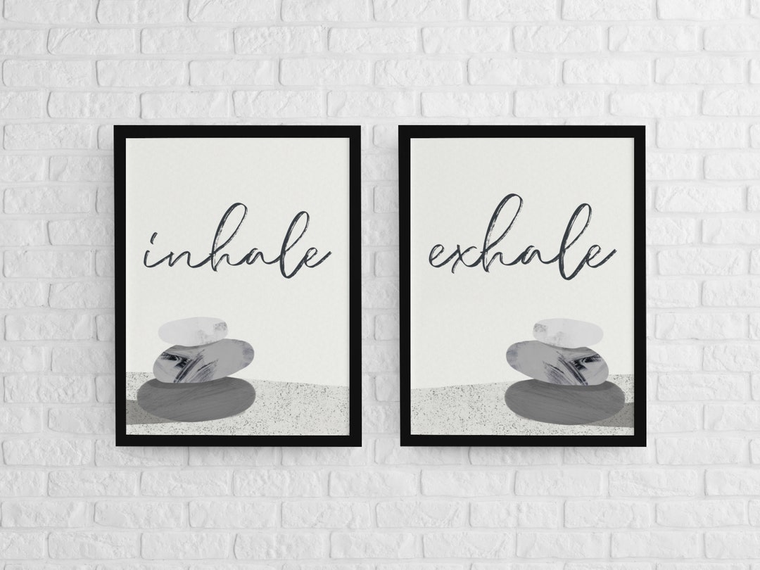 Inhale Exhale Print | 2 Piece Wall Art| Yoga Room Decor | Meditation ...